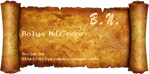 Bolya Nándor névjegykártya